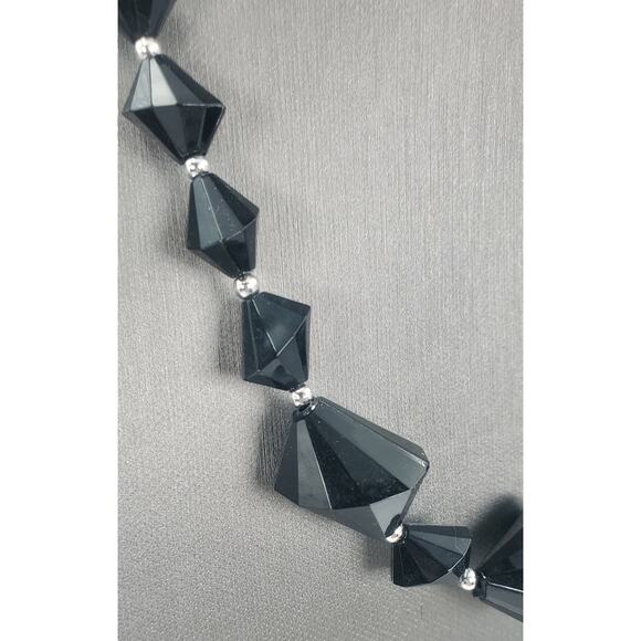 Vtg Trifari Black Bicone Beaded Geometric Necklace, Bracelet, and Earrings Set - Picture 7 of 9